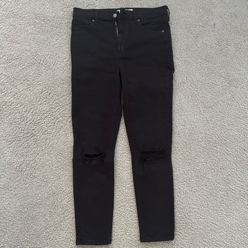 Topshop Jamie Black Ripped Jeans